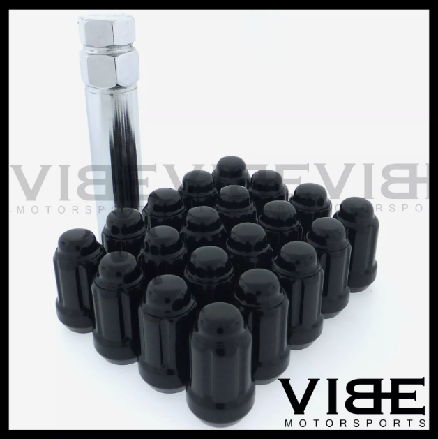 M14x1.5 14X1.5 BLACK SPLINE TUNER CONICAL DRIVE WHEEL LUG NUTS WITH KEY