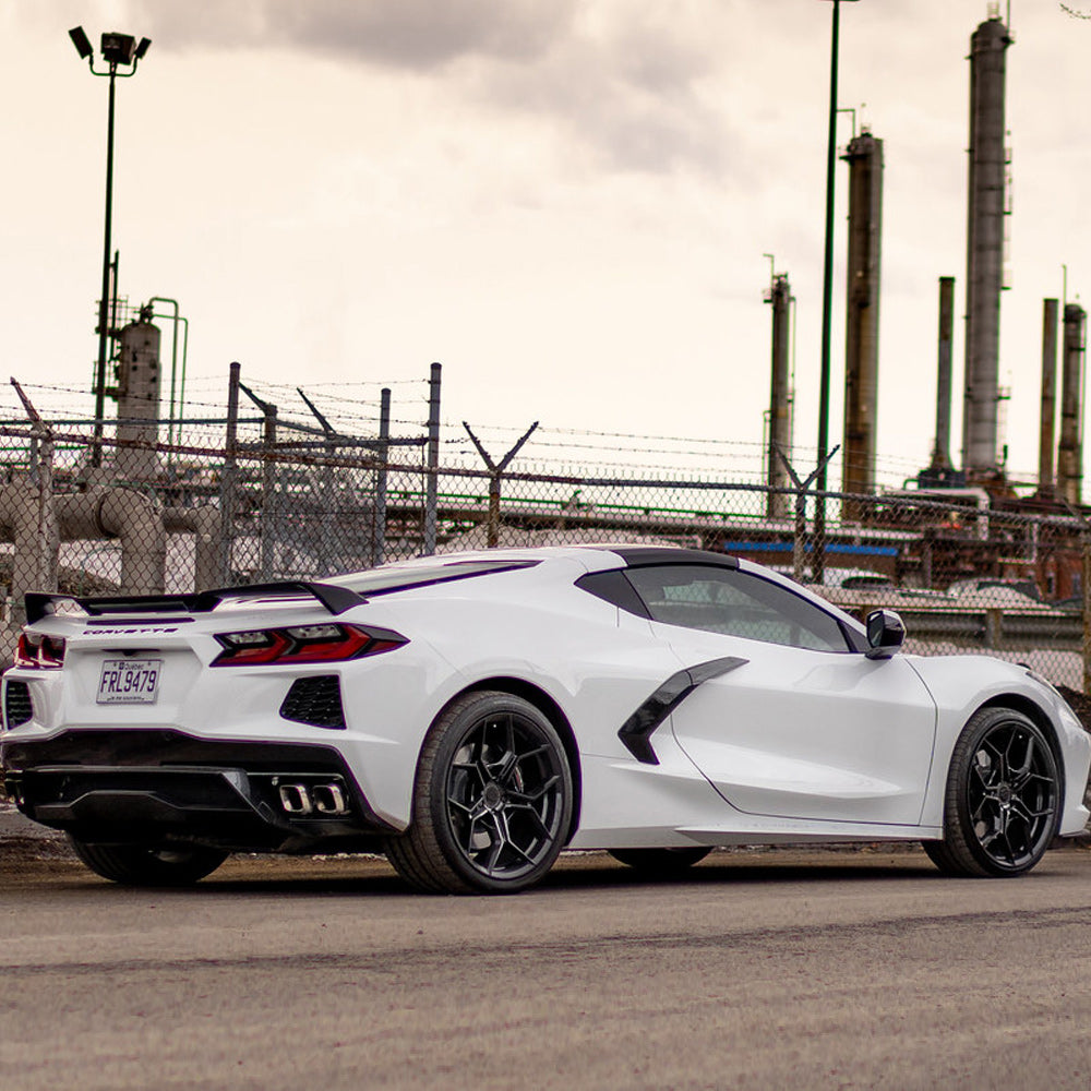 20" Blaque Diamond BD-F25 Black 20x9 20x12 Wheels Rims Chevrolet Corvette C8
