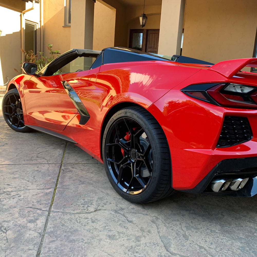 20" Blaque Diamond BD-F25 Black 20x9 20x12 Wheels Rims Chevrolet Corvette C8