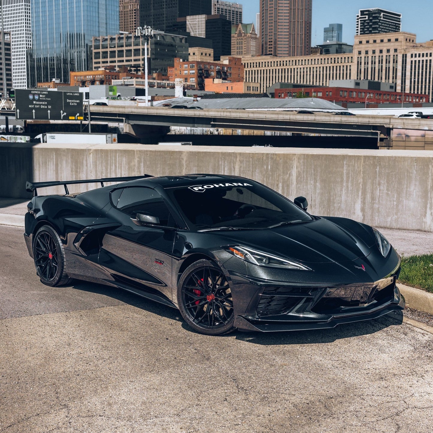 20/21" Rohana RFX17 Black Forged Concave Wheels Rims Fits Chevrolet Corvette C8