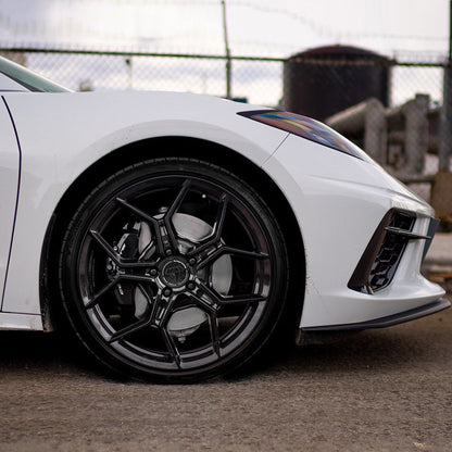 20" Blaque Diamond BD-F25 Black 20x9 20x12 Wheels Rims Chevrolet Corvette C8
