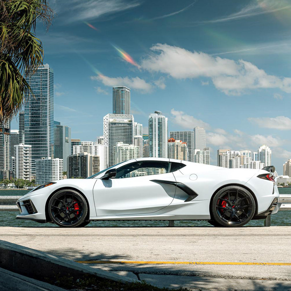 20" Vossen HF5 Black 20x9 21x12 Concave Wheels Rims Fits Chevrolet Corvette C8