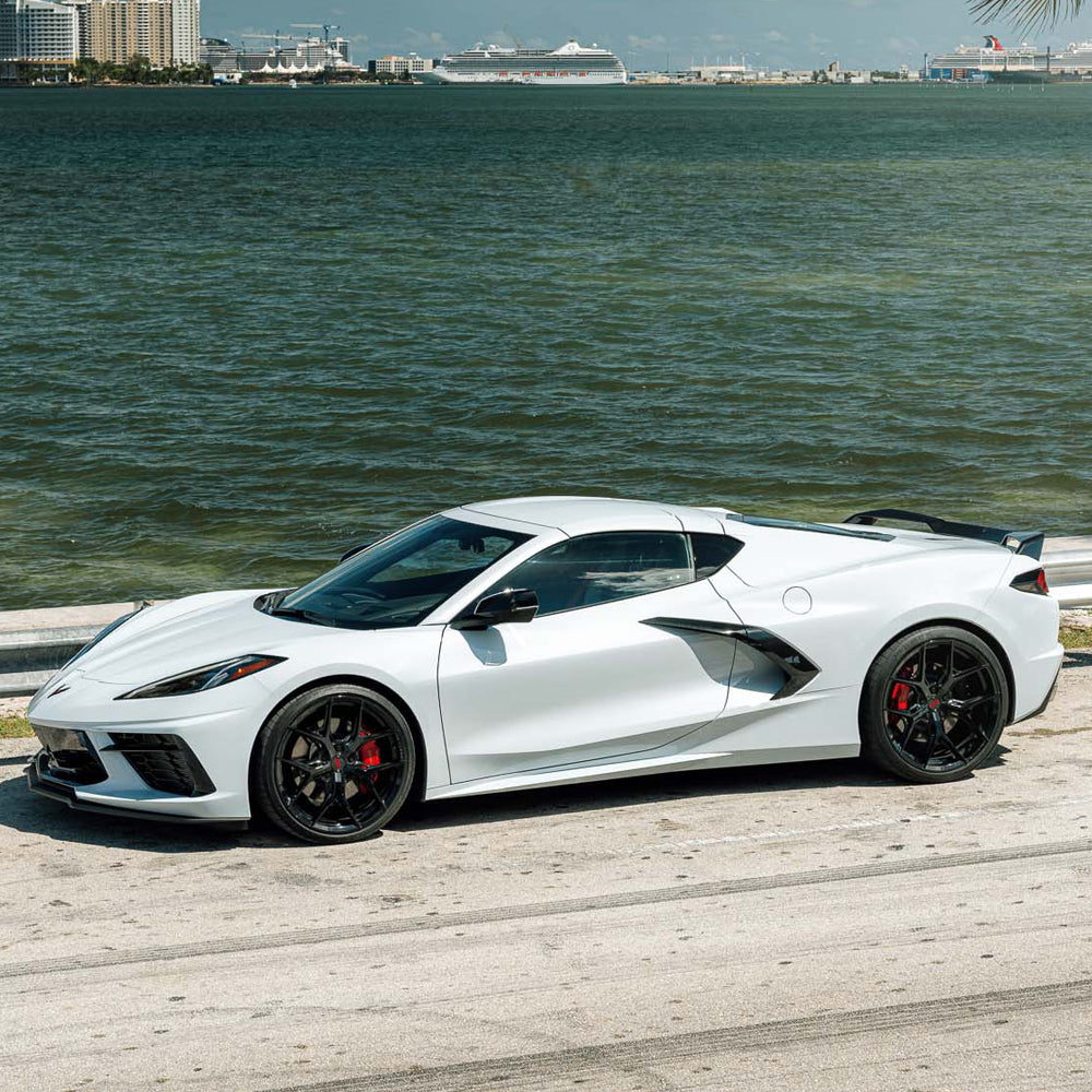 20" Vossen HF5 Black 20x9 21x12 Concave Wheels Rims Fits Chevrolet Corvette C8