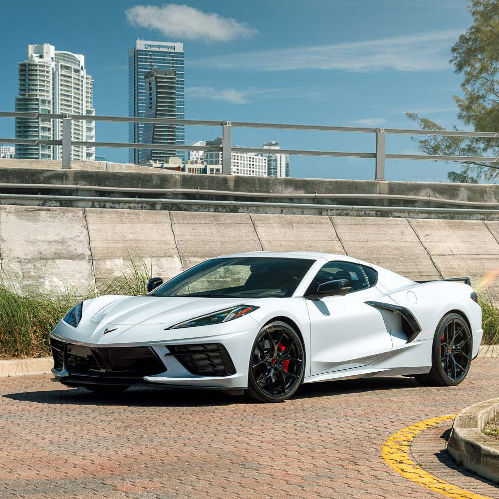 20" Vossen HF5 Black 20x9 21x12 Concave Wheels Rims Fits Chevrolet Corvette C8
